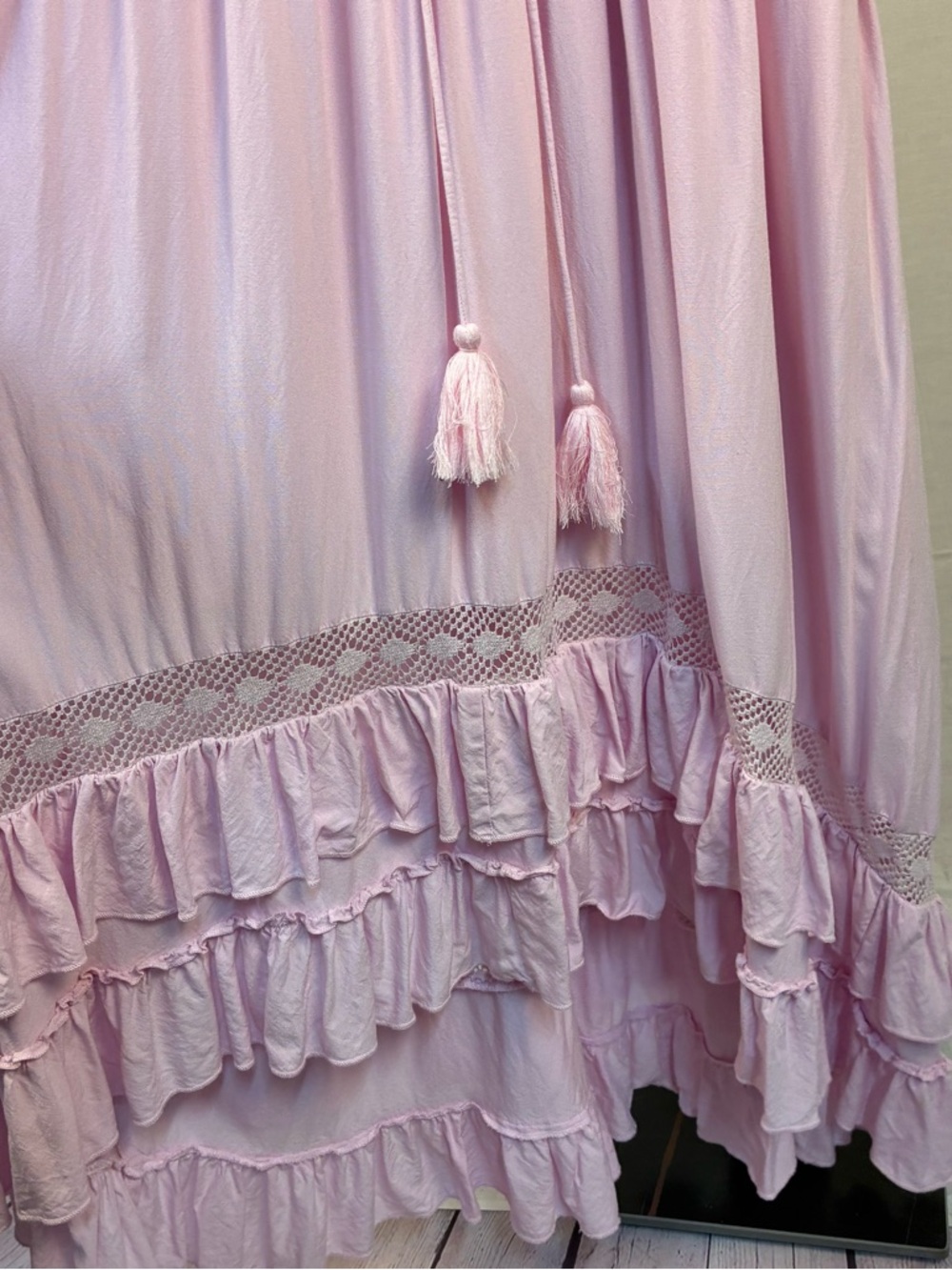 Venus Pink Lace-Up Open Back Maxi Dress L - Picture 5 of 10